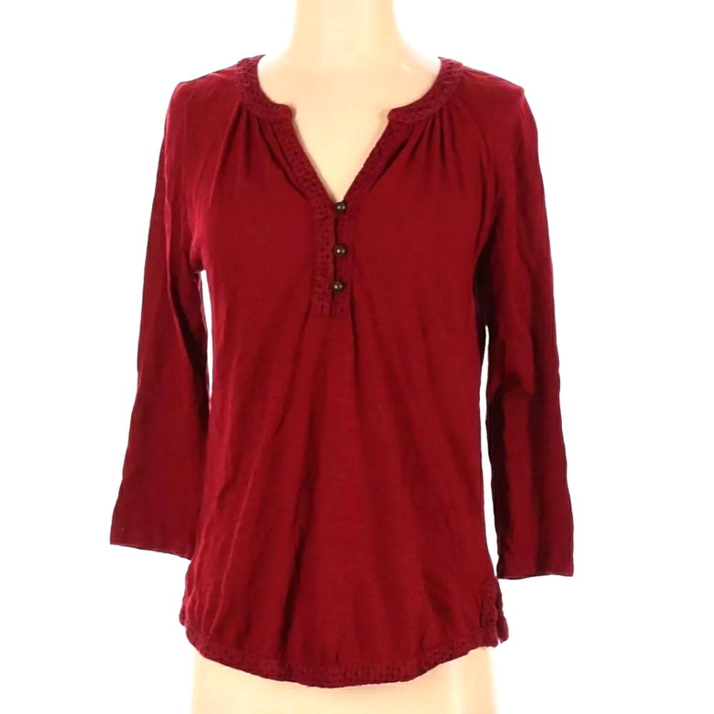 Lucky Brand Women Red Long Sleeve T-Shirt